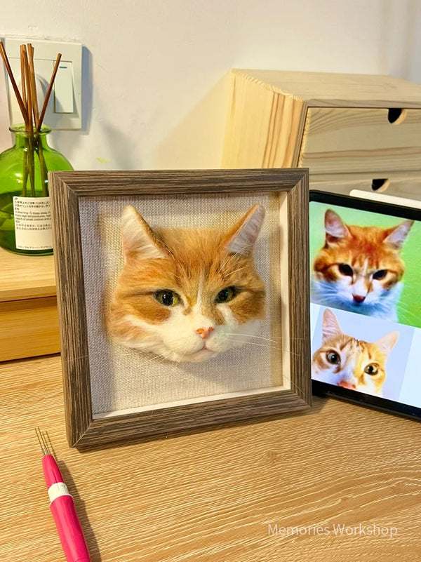 Custom Handmade 3D Pet Wool Felt Art Photo Frame [CAT]