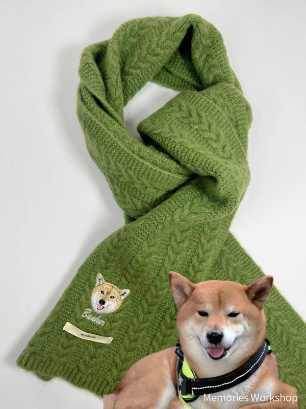 Pet custom scarf🧣 embroidered 100% wool