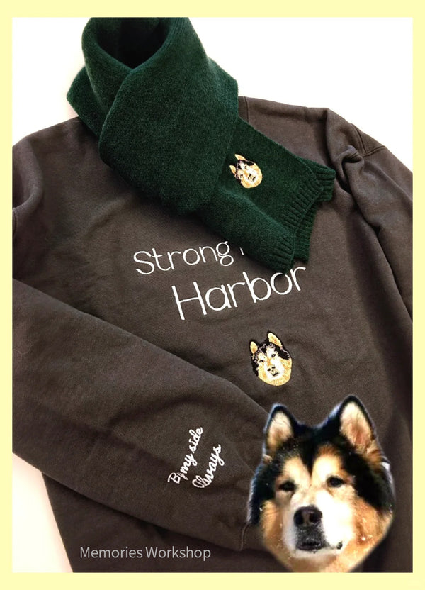 Pet custom scarf🧣 embroidered 100% wool