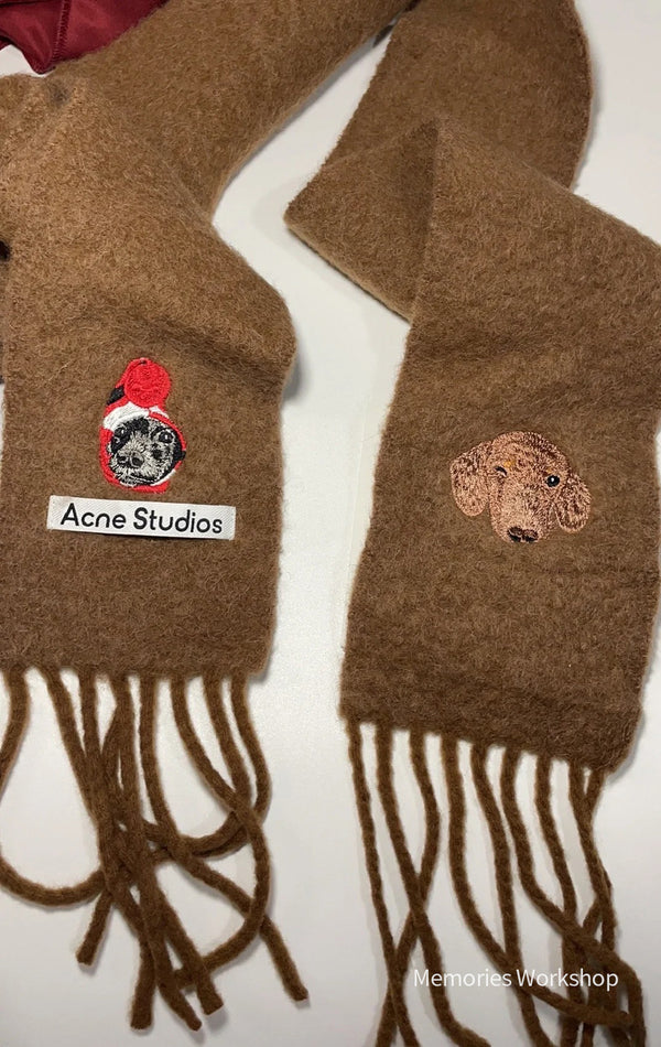 Pet custom scarf🧣 embroidered 100% wool