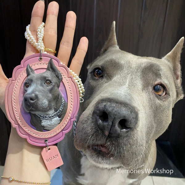 Pet handmade custom leather head pendant