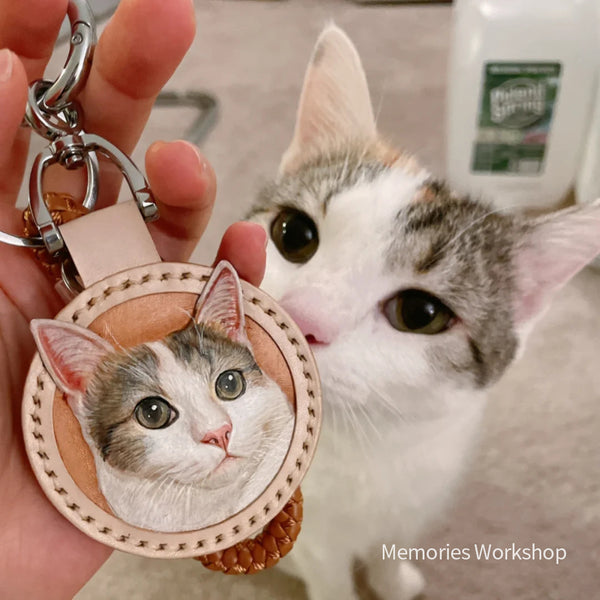 Pet handmade custom leather head pendant