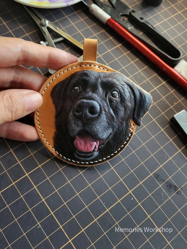 Pet handmade custom leather head pendant