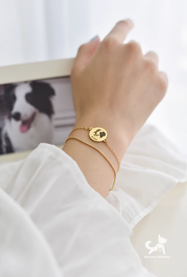 Customized engraved titanium steel bracelet pet cat and dog photo engraved fashion accessories